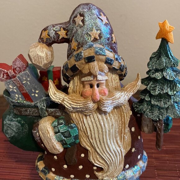 Uniquely Dressed Santa Holding His Bag w/Presents & Mini Tree - Picture 6 of 10